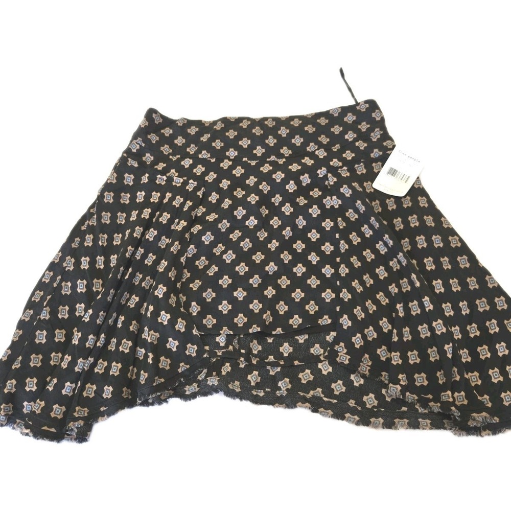 NWT Free People Skirt Raven Style Spice Combo Black/Cream Asymmetrical‎ Hem Sz 8